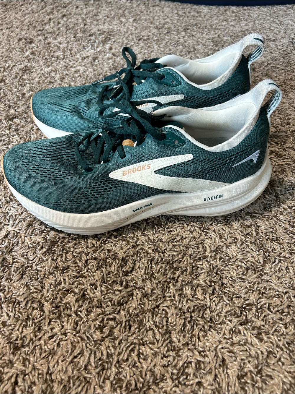 Brooks Glycerin 22 Men’s Running Shoes US 9 D Green/White Mesh Breathable